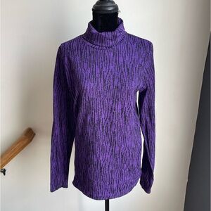 Athleta Flurry Elemental Turtleneck Top Size L Purple Seamless Thumbholes